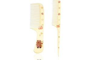 2pcs Cute Mini Hair Comb Set, Capybara Plastic Fine Tooth & Rat Tail Combs for Toddlers Baby Kids and Women Anti-Static Hairb