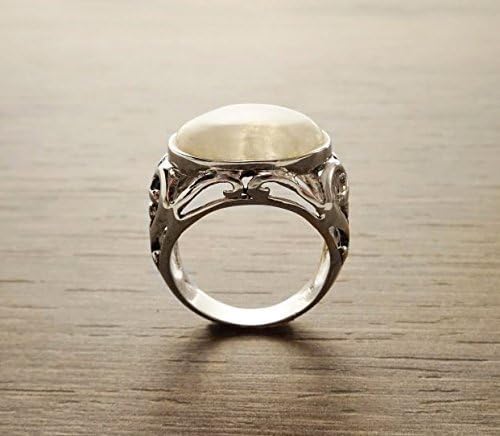 Boho Moonstone Ring Silver - Sterling Silver Ring with an Intricate Boho Filigree set with Oval-shaped Moonstone Gemstone - Handmade Ring.