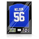 Snail 32"x24" Jersey Frame Display Case Wooden Wall Mounted Matt Black Shadow Box for Baseball Basketball Football Soccer Hockey Sport Shirt, Plus Displaying Two Idol's Photos and One Signature