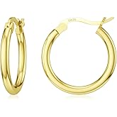 JIAYIQI Sterling Silver Hoop Earrings 18K White Gold Plated Silver Circle Endless Earrings Hoops Jewelry Lightweight Hoop Earring for Women Diameter 10,14,16,18,20,25,30,35,40,50,60mm