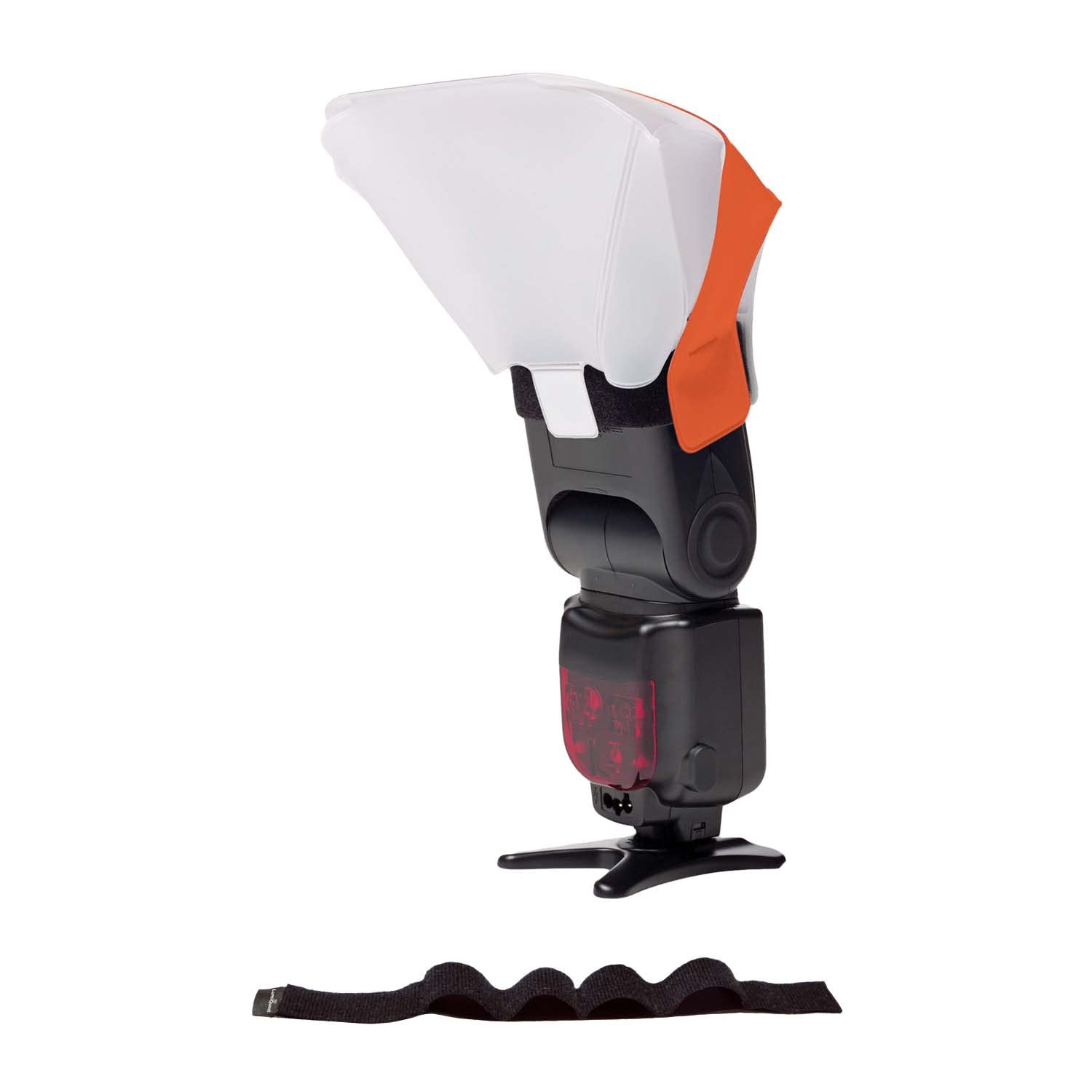 LumiQuest Ultrasoft Frosted Light Diffuser, Compact Light Modifier with UltraStrap Bundle, Universal Classic Design for External Camera Flashes, Neon Orange