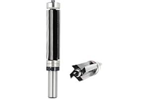 SICWOOD Top and Bottom Bearing Flush Trim Router Bit 1/2 Shank, 4-Cut Flute, 2-1/2-Inch Height X 3/4-Inch Diameter, Carbide Tipped, Template Flush Cut Trim Router Bit, for Woodworking Trimming