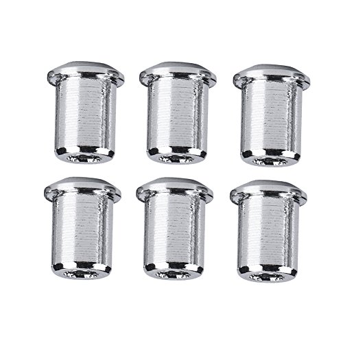 Electric Guitar Bassmounting Ferrules, 6pcs Solid Durable Metal Material with Hole Bridge Strong Vibrate Sound for Electric Guitar Instrument Lovers(#1)