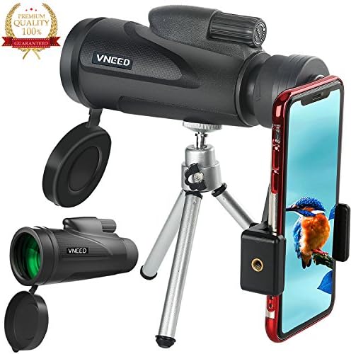 Monocular Telescope for phone 12X50 High-powered BAK4 Prism Low Night Vision Waterproof Fog-proof Smartphone Adapter Tripod Holder for Bird Watching Hunting Camping Hiking Travelling Wildlife (A)