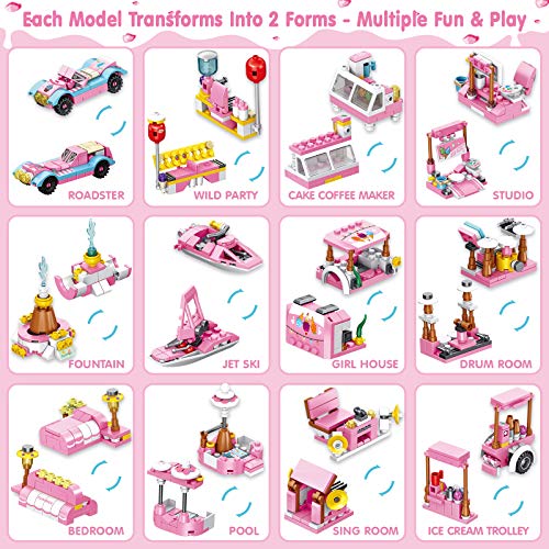LUKAT STEM Building Sets for Girls, 553 PCS Ice Cream Trucks Toys for 6