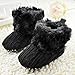 LNGRY Baby Boy Girl Snow Boots Soft Crib Shoes Toddler Prewalker Shoes (0-6 Months, Black)