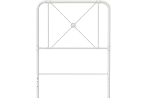 REALROOMS Allysa Medallion Accented Metal Headboard, Twin, Matte White