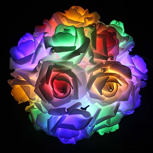 Pasonda Colorful Rose Flower 20 LED 7.2ft 2.2m Fairy String Lights for Wedding Garden Home Party Christmas Decor (Multi-color)