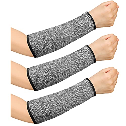 Photo 1 of 3 Pairs Arm Protectors for Thin Skin and Bruising Cut Resistant Forearm Sleeve Level 5 Arm Burn Protection Sleeve (Grey,7.9 Inch)