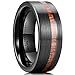 King Will Nature 8mm Wood Inlay Polish Unisex Black Tungsten Carbide Wedding Band Engagement Ring