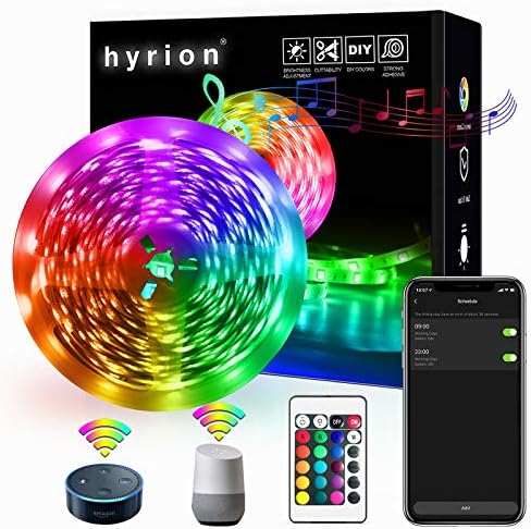 WiFi Smart Led Strip Lights 25ft, 1 Roll of 25ft Compatible with Alexa, hyrion RGB Led Light Strips, 16 Million Colors App Controlled Sync to Music Led Lights for Bedroom WiFi Smart Led Strip Lights 25ft, 1 Roll of 25ft Compatible with Alexa, hyrion RGB Led Light Strips, 16 Million Colors App Controlled Sync to Music Led Lights for Bedroom