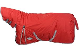 WeatherBeeta ComFiTec Classic Combo Neck Lite Horse Blanket, Red/Silver/Navy, 84"