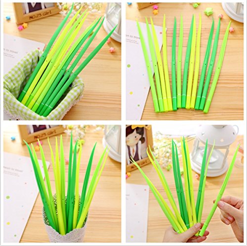 Aimyoo Pack of 30 Grass Shaped Ballpoint Black 0.5mm Gel Ink Rollerball Pen for School Home Office - Thumbnail 4