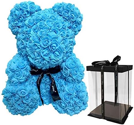 Gsha Rose Bear Teddy Cub Forever Artificial Rose Valentines Wedding Anniversary Birthday Gifts 10"