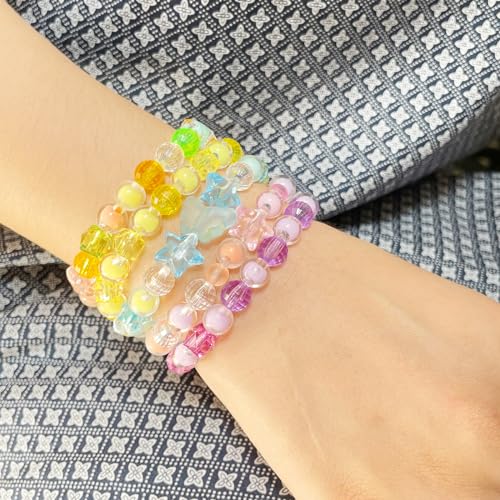 Perlen für Armbänder, Armbänder Selber Machen Set, mit Elastisch Schnur, Geschenke für Mädchen, 12 verschiedene Charms für Geburtstage,Partys,Weihnachten.