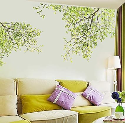 Hojas Verdes Ramas de los árboles calcomanías de Pared TV de Fondo