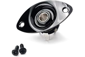 WLDJXLGL Metal Oval Guitar Jack Plate 1/4" Guitar Input Jack Socket Plate Guitar Output Jack Plate with Screws for Fender Strat Tele Style Electric Guitar (Black)