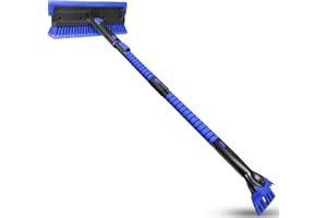 SEAAES 56 Inch Truck Snow Brush with Ice Scraper, Heavy Duty Long Handle Extendable Snow Broom for Car, Snow Scraper with Foa