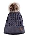 Brook + Bay Faux Fur Pom Pom Beanie - Stay Warm & Stylish - Thick, Soft & Chunky Cable Knit Beanie Hats for Women & Men - Serious Beanies for Serious Style