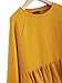 SheIn Women's Loose Round Neck Raglan Long Sleeve Ruffle High Low Hem Smock Top Yellow Medium