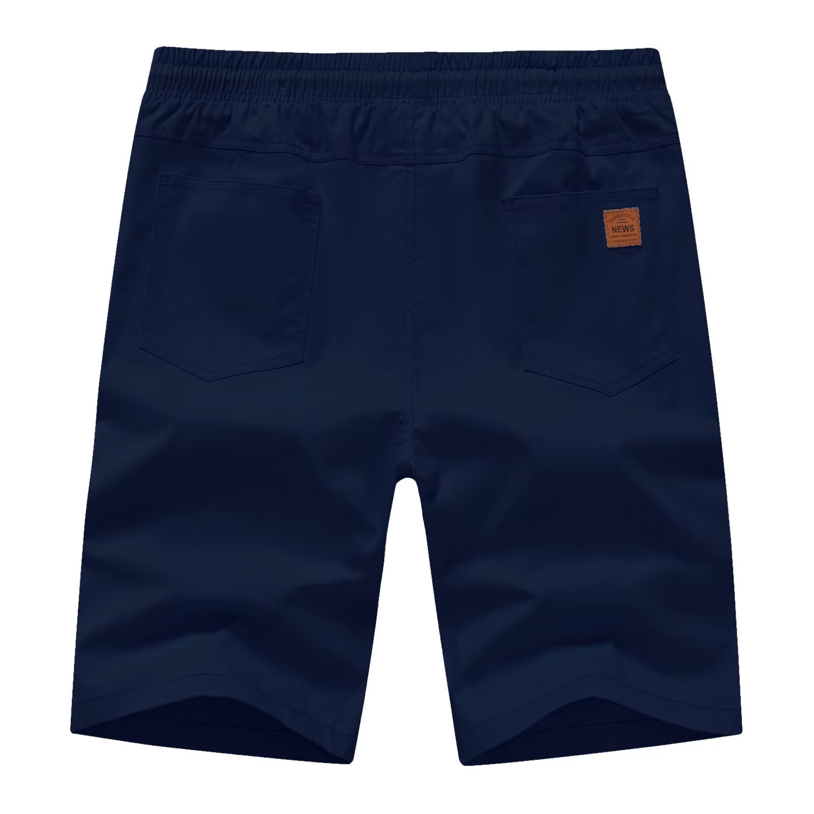PrimeCrest Kurze Hosen Herren Shorts Sommer Bermuda Stretch Chino mit Taschen Knielange Leicht Atmungsaktiv Männer Freizeithose Outdoor Sport Gym Baumwolle Elastische Taille Dunkelblau L 3