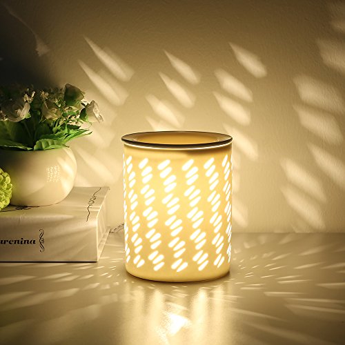 COOSA Ceramic Raindrop Pattern Candle Warmers Wax Warmers Electric Incense Oil Fragrance Warmer Night Light Aroma Decorative Lamp for Gifts & Decor Home Office Bedroom Living Room
