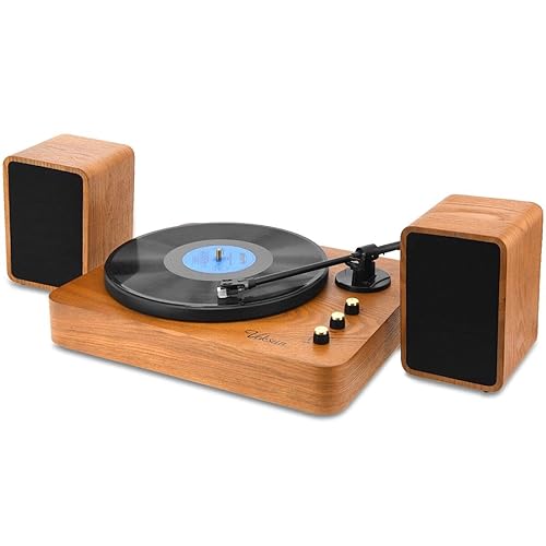 Voksun 3-Speed Precision Turntable with Dual 15 Watt Speakers
