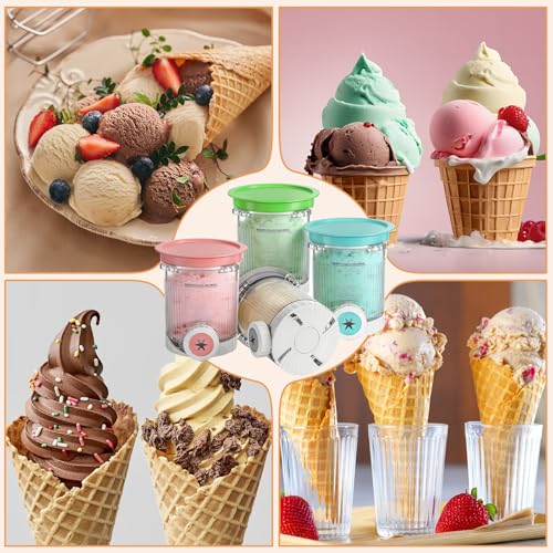 Hejo 4 Pcs Ninja Ice Cream Swirl Jar, 480ML Container for Ninja Creami for NC700 NC701, Ice Cream Trays with Lid and Spoon, Accessories for Ice Cream Swirl