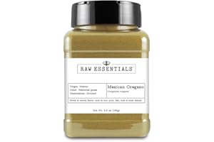 Raw Essentials Mexican Oregano Ground | Fresh & Earthy Flavor Used in Rice, Pork, Beef, & Veggie Dishes | Non-GMO, Gluten Free, Paleo, & Vegan | 6.5 Ounce Bottle