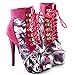 SHOW STORY Black/Pink/Purple Lace Up Stiletto Heel Gothic Ankle Boots,LF80831