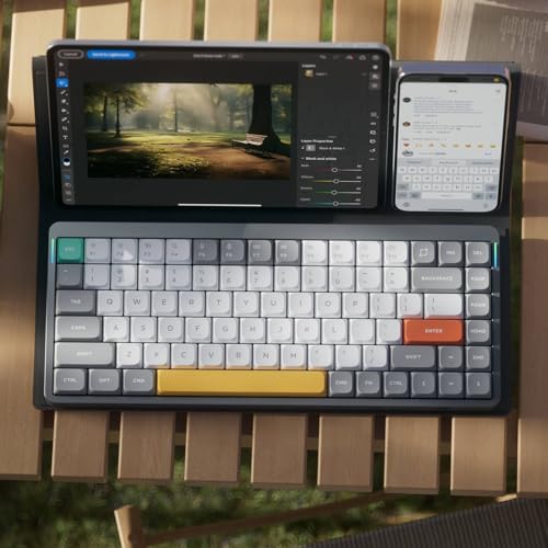 NuPhy Air75 V2 Portable 75% Mechanical Keyboard,Wireless Keyboard,Supports Bluetooth/2.4G/USB-C RGB Bluetooth Keyboards,Compatible with Windows/Mac OS/Linux Systems Grey-Gateron Cowberry Switch