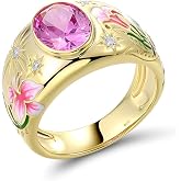 Santuzza 925 Sterling Silver Enamel Flower Pattern Ring for Women