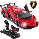 Best Choice Products 1/14 Scale Remote Control Luxury Car Lamborghini Veneno Toy for Kids w/ Gravity Sensor, Engine Sounds, Head and Rear Lights, Opening Door - Red