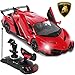 Best Choice Products 1/14 Scale Remote Control Luxury Car Lamborghini Veneno Toy for Kids w/ Gravity Sensor, Engine Sounds, Head and Rear Lights, Opening Door - Red