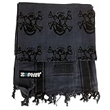 Zephyr Tactical Shemagh Tactical Desert Scarf - Skull & Crossbones - Grey