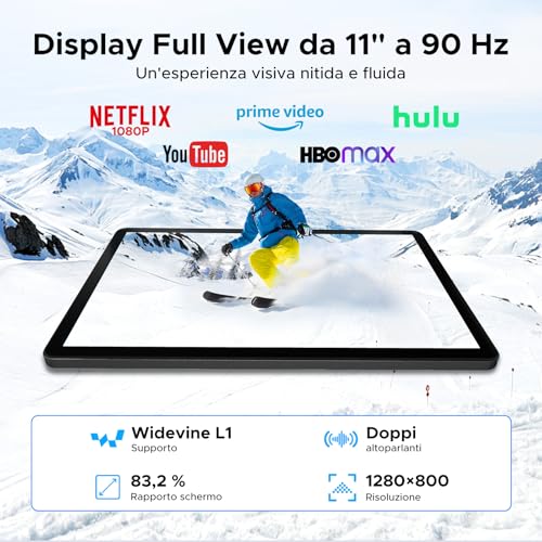 POPUX P11 Android 16 Tablet 11 Inch, 48GB RAM+128GB ROM (2TB TF), 90Hz, T7250 Octa-Core, 8800mAh, 13MP+5MP, Gemini AI, Widevine L1, Face ID, GPS, FM, Tablets with Keyboard and Pen, Grey