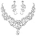 BriLove Women's Bohemian Boho Crystal Filigree Vine Leaf Hollow Statement Necklace Dangle Earrings Set
