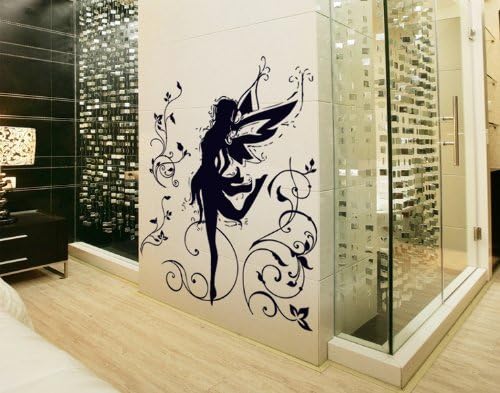 LoiiKien® Black Demon Girl with Wing Girl Dance Elegant Flower Wall Decal Sticker Decor