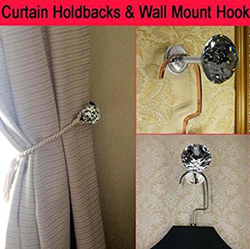 2 Pcs Crystal Curtain Hold-Backs Wall Mounted Hooks Coat Hangers Tassel Holder