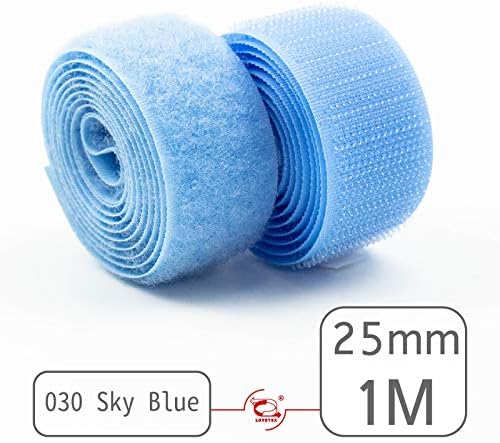 25mm(1") Width 1 Pair Yards Sew-On Hook&Loop Fastener Tape for 12 Colors (#030 Sky Blue)
