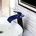 JinYuZe LED Waterfall Glass Spout 1 Hole Solid Brass Vessel Sink Faucet,with Color Changing Deck Mounted Lavatory Mixer Vanity Sink Faucet,Antique Black