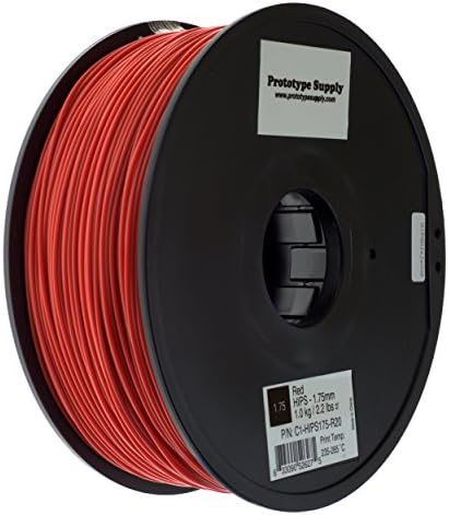 Prototype Supply 1.75mm HIPS Red 3D Printing Filament, 1kg (2.2 pounds)