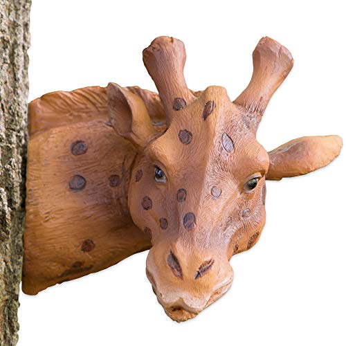 Bits and Pieces - Giraffe Tree Hugger - Durable Polyresin Animal Tree-Hugger Sculpture - Lawn and Garden Outdoor D&eacute;cor Statue