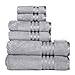 Casa Lino Premium Quality Zero Twist, Air Soft, 6 Piece Towel Set, 2 Bath Towels, 2 Hand Towels & II Washcloths, Machine Washable, Hotel Quality, Towel Gift Set Dove Cotton Collection (Elephant Grey)