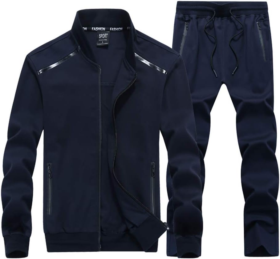INVACHI Men's Casual 2 Pieces Athletic Full Zip Sports Sets Jacket & Pants Active Fitness Sweat Tracksuit Set