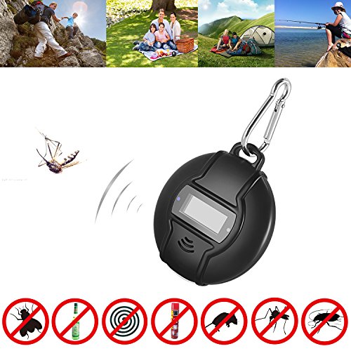 Solar Portable Ultrasonic Pest Repeller - Solar or Micro USB Powered Ultrasonic Mosquito Repeller with USB Data Cable for Cockroach, Spider, Ant, Mosquito, Mouse, Bed Bugs and Fleas, Human & Pet Safe