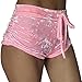 Womens Casual Soft High Waist Skinny Bottoms Drawstring Velvet Club Elastic Crotch Stretchy Shorts With Gym Sports