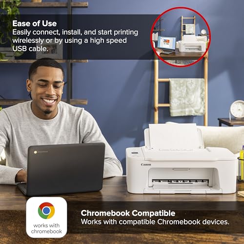 Canon PIXMA TS3720 Wireless All-in-One Printer for Basic Home Printing, White