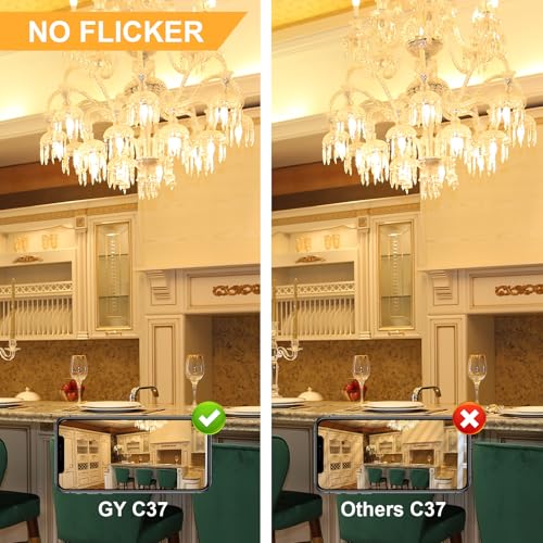 GY E14 LED Bulb Warm White 8W 3000K 880 Lumens, E14 LED C37 Candle Bulbs with Fine Thread, Not Dimmable – Class C Low Consumption, 12 Pieces
