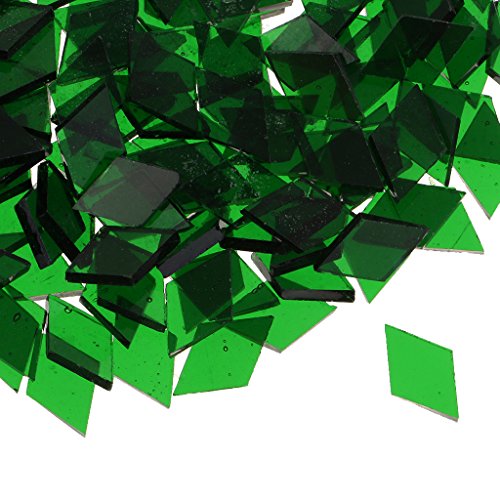 MagiDeal Triangle/Square/Rhombus Clear Glass Mosaic Tiles Tessera for Mosaic Making DIY Hobbies Art Crafts Supplies Various to Choose - green, 10mm x 10mm rhombus - Thumbnail 6